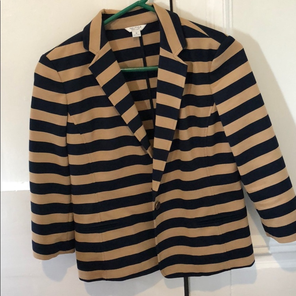 Like new navy and tan blazer